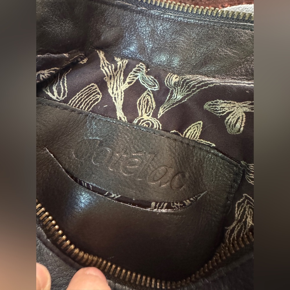 French Patchwork Leather Bag with Floral Interior
